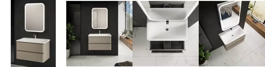 Мебель для ванной подвесная «AQUAme» S4 80 бежевая Мебель для ванной подвесная «AQUAme» S4 80 бежевая