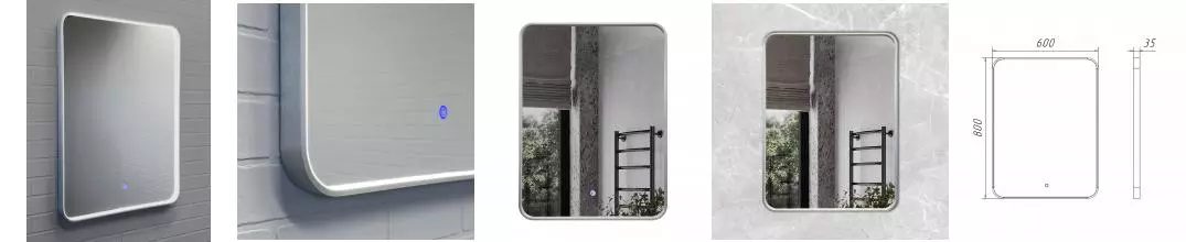 Зеркало «Comforty» Сириус 60/80 с сенсорным выключателем с подсветкой серебро матовое