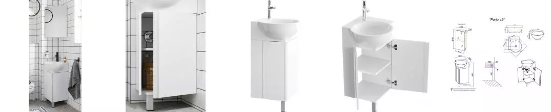 Мебель для ванной угловая «Aqwella» Porto 45 белая