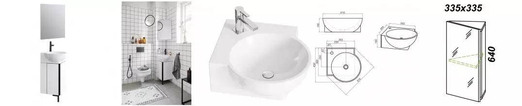 Мебель для ванной угловая «Aqwella» Porto 45 белая/чёрная