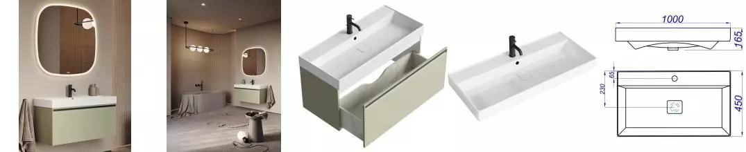 Мебель для ванной подвесная «Aqwella» Pure 100 шалфей зеленый