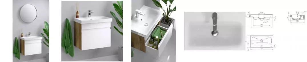 Мебель для ванной подвесная «Aqwella» Smart 60 белая/дуб балтийский