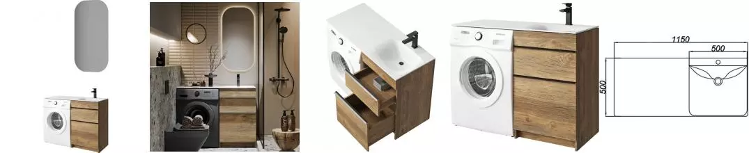 Мебель для ванной «Aqwella» Terra 54 дуб балтийский левая/правая Мебель для ванной «Aqwella» Terra 54 дуб балтийский левая/правая