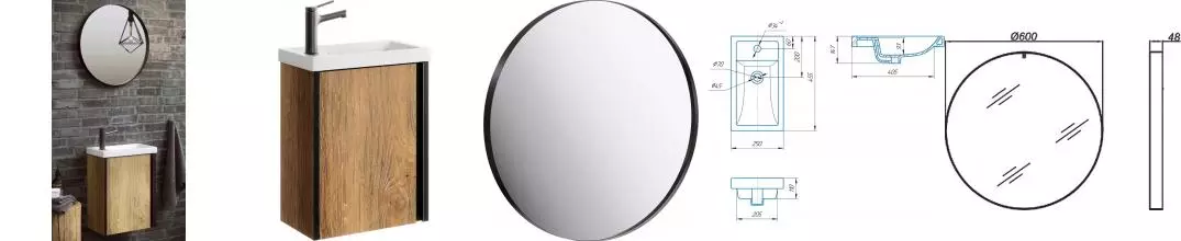 Мебель для ванной подвесная «Aqwella» Urban 45 дуб балтийский