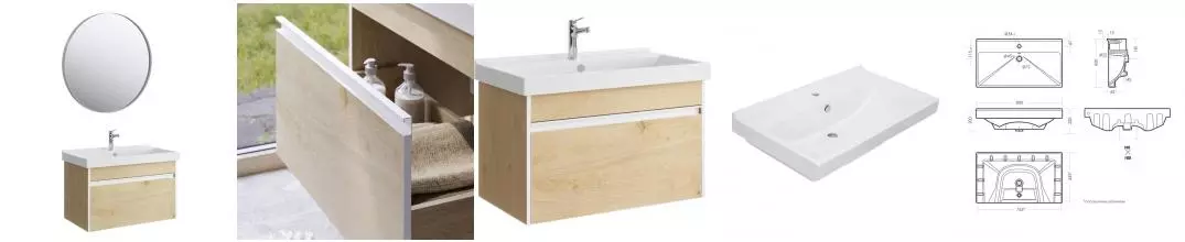 Мебель для ванной подвесная «Aqwella» Urban 80 дуб давос Мебель для ванной подвесная «Aqwella» Urban 80 дуб давос