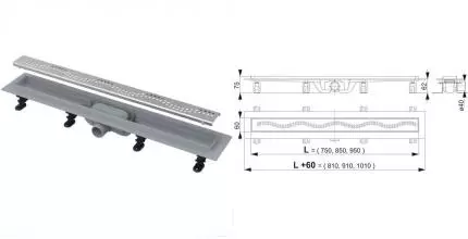 Душевой лоток «AlcaPlast» APZ8 Simple 950 APZ8-950M боковой выпуск матовый хром 