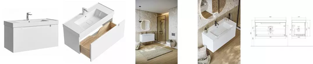 Тумба с раковиной «Aqwella» Vancouver 101 (Грэмми 100) подвесная белый