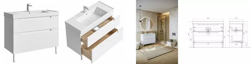 Тумба с раковиной «Aqwella» Vancouver 101 (Грэмми 100) белый