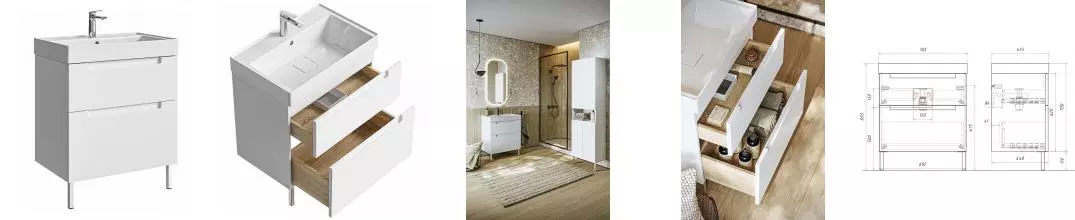 Тумба с раковиной «Aqwella» Vancouver 70 (Грэмми 70) белый