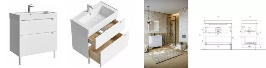 Тумба с раковиной «Aqwella» Vancouver 81 (Грэмми 80) белый