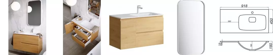 Мебель для ванной подвесная «Aqwella 5 Stars» Accent 90 дуб золотой левая/правая