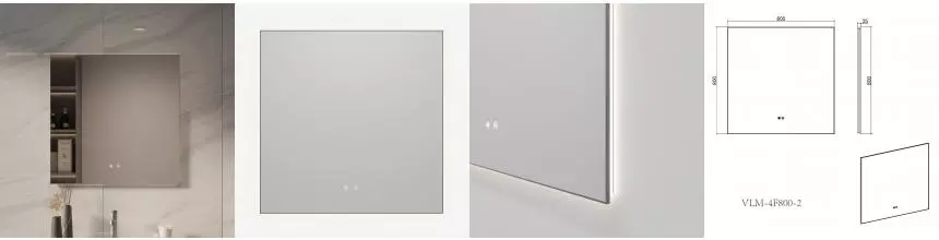 Зеркало LED VLM-4F800GM-2 800х800 c сенсорным выключателем, антизапотевание, вороненая сталь VLM-4F800GM-2 · Vincea, VLM-4F800GM-2 Зеркало LED VLM-4F800GM-2 800х800 c сенсорным выключателем, антизапотевание, вороненая сталь VLM-4F800GM-2 · Vincea, VLM-4F800GM-2