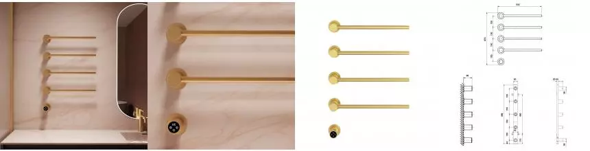 Полотенцесушитель электрический Vincea VTD-2H1BG, брашированное золото, таймер VTD-2H1BG · Vincea, VTD-2H1BG