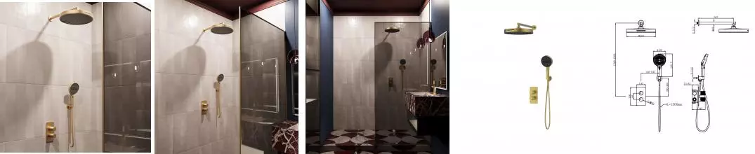 Душевой комплект Domus VSFW-5DM0BG встраиваемый, 2 режима, брашированное золото VSFW-5DM0BG · Vincea, VSFW-5DM0BG