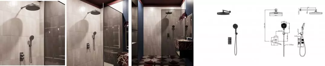 Душевой комплект Domus VSFW-5DM0GM встраиваемый, 2 режима, вороненая сталь VSFW-5DM0GM · Vincea, VSFW-5DM0GM