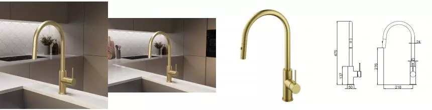 Смеситель для кухни City VKF-2C1BG, брашированное золото VKF-2C1BG · Vincea, VKF-2C1BG