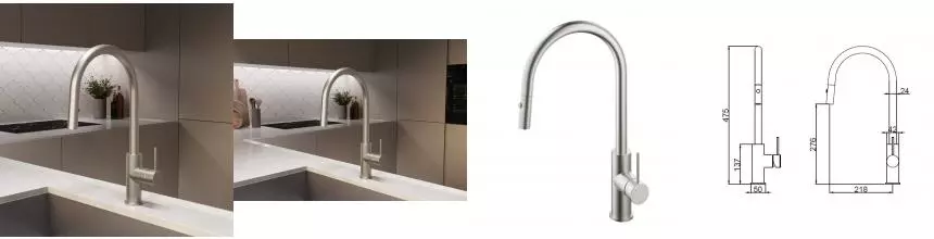 Смеситель для кухни City VKF-2C1BN, брашированный никель VKF-2C1BN · Vincea, VKF-2C1BN