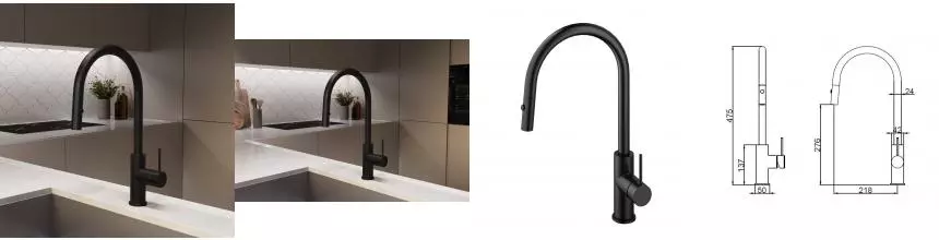 Смеситель для кухни City VKF-2C1MB, чёрный VKF-2C1MB · Vincea, VKF-2C1MB