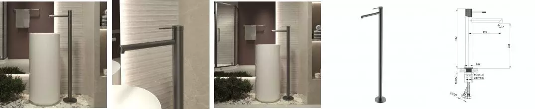 Смеситель для раковины напольный Rim VFBF-2R1GM, однорычажный, вороненая сталь VFBF-2R1GM · Vincea, VFBF-2R1GM Смеситель для раковины напольный Rim VFBF-2R1GM, однорычажный, вороненая сталь VFBF-2R1GM · Vincea, VFBF-2R1GM