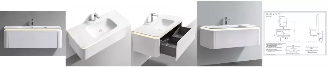 Тумба с раковиной «Black & White» U925 110 Led light (U925 110) подвесная матовая молочно белая