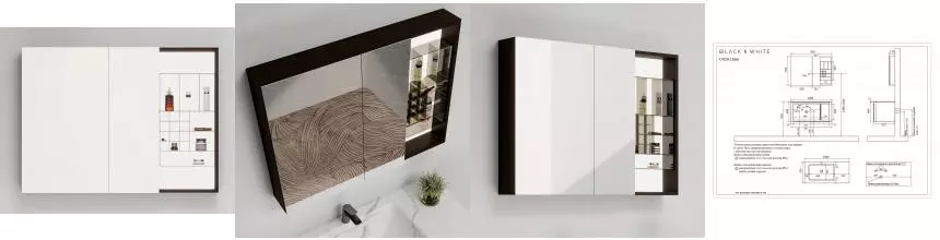 Зеркальный шкаф «Black & White» U929.MC1000 100/70 тёмное дерево Зеркальный шкаф «Black & White» U929.MC1000 100/70 тёмное дерево