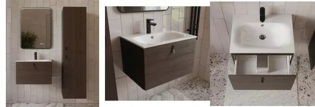 Мебель для ванной «Terminus» Контур 60 с 1 ящиком подвесная венге/графит