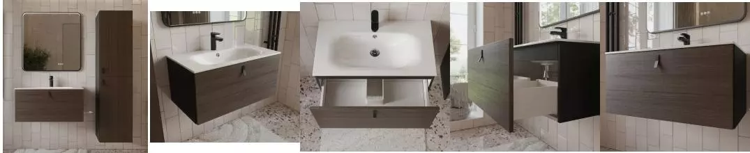 Мебель для ванной «Terminus» Контур 80 с 1 ящиком подвесная венге/графит