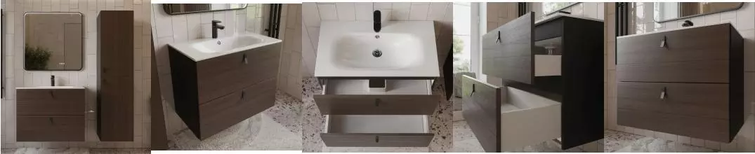 Мебель для ванной «Terminus» Контур 80 с 2 ящиками подвесная венге/графит