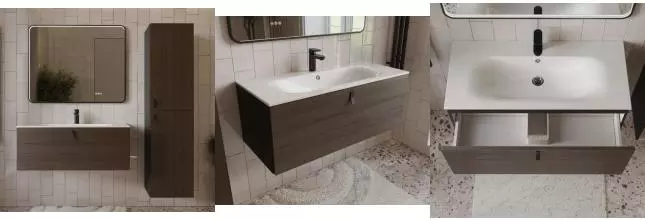 Мебель для ванной «Terminus» Контур 120 с 1 ящиком подвесная венге/графит