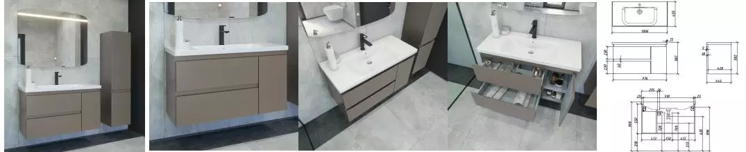 Мебель для ванной подвесная «Caprigo» Форте 100 айрон левая/правая