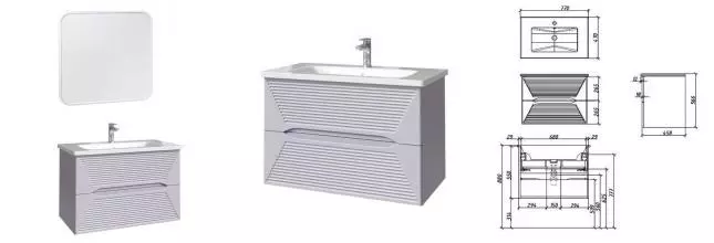 Мебель для ванной подвесная «Caprigo» Модо Терца 80 стилл