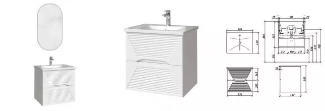 Мебель для ванной подвесная «Caprigo» Модо Терца 60 бланж