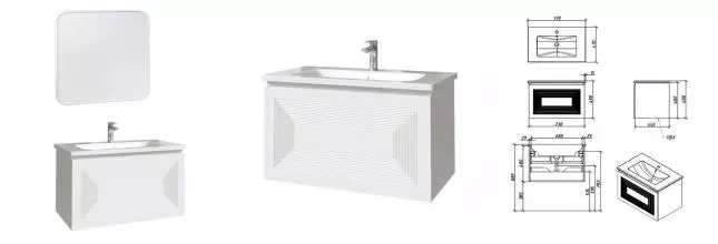 Мебель для ванной подвесная «Caprigo» Модо Кварта 80 бланж матовый