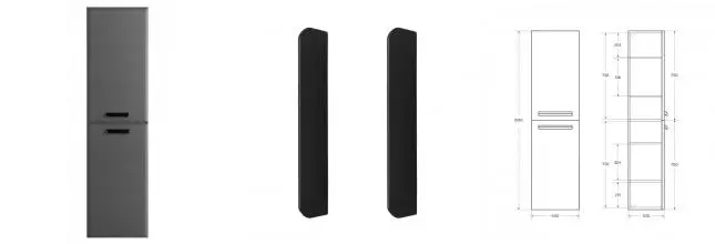 Пенал «Cezares» Eco-cer-n 40 тёмно-серый матовый/ручка чёрная матовая универсальный