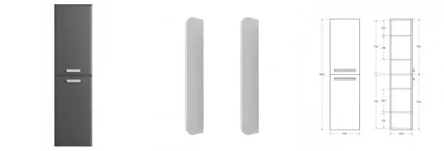 Пенал «Cezares» Eco-cer-n 40 тёмно-серый матовый/ручка сатин универсальный