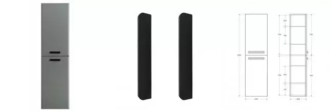 Пенал «Cezares» Eco-cer-n 40 серо-зелёный матовый/ручка чёрная матовая универсальный