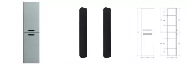 Пенал «Cezares» Eco-cer-n 40 серо-голубой матовый/ручка чёрная матовая универсальный