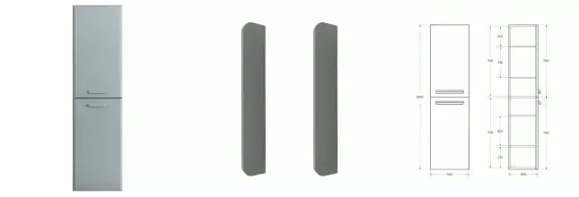 Пенал «Cezares» Eco-cer-n 40 серо-голубой матовый/ручка серая универсальный