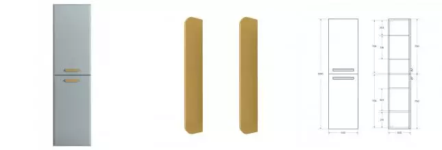 Пенал «Cezares» Eco-cer-n 40 серо-голубой матовый/ручка сатиновое золото универсальный