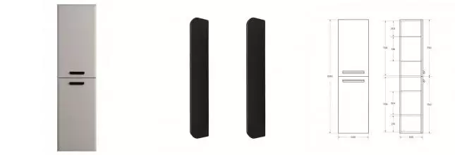 Пенал «Cezares» Eco-cer-n 40 серо-бежевый матовый/ручка чёрная матовая универсальный