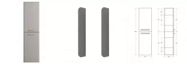 Пенал «Cezares» Eco-cer-n 40 серо-бежевый матовый/ручка серая универсальный