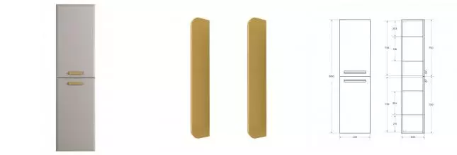 Пенал «Cezares» Eco-cer-n 40 серо-бежевый матовый/ручка сатиновое золото универсальный