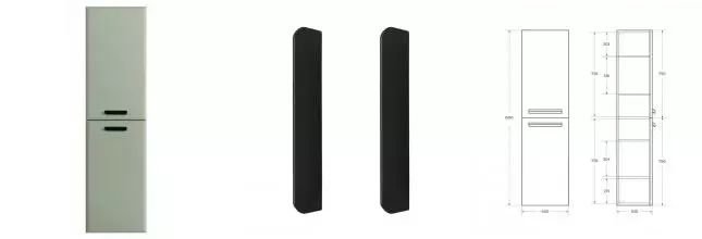 Пенал «Cezares» Eco-cer-n 40 светло-зелёный матовый/ручка чёрная матовая универсальный