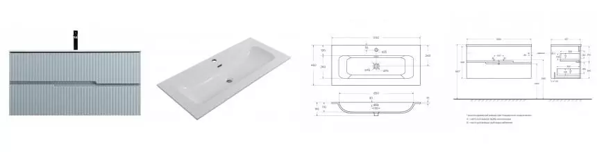 Тумба с раковиной «Cezares» Duet-n 100 (CZR-8073-100) подвесная голубая жемчужная