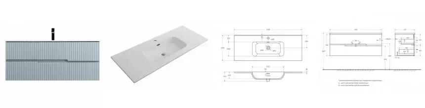 Тумба с раковиной «Cezares» Duet-n 120 (CZR-8095-120) подвесная голубая жемчужная