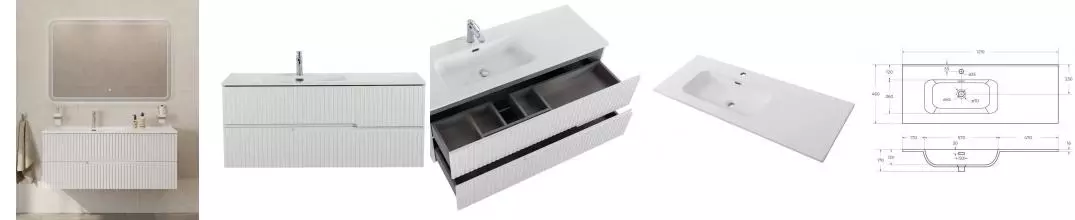 Мебель для ванной подвесная «Cezares» Duet-N 120 Bianco Lucido левая/правая Мебель для ванной подвесная «Cezares» Duet-N 120 Bianco Lucido левая/правая