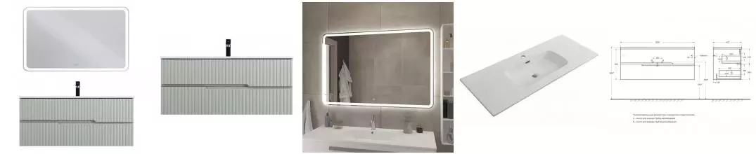 Мебель для ванной подвесная «Cezares» Duet-n 120 зелёная жемчужная Мебель для ванной подвесная «Cezares» Duet-n 120 зелёная жемчужная