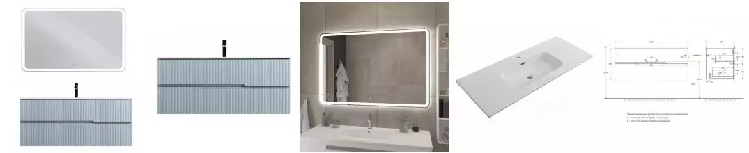 Мебель для ванной подвесная «Cezares» Duet-n 120 голубая жемчужная Мебель для ванной подвесная «Cezares» Duet-n 120 голубая жемчужная