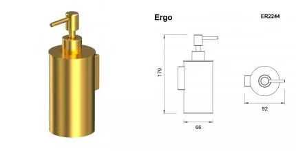 Дозатор для мыла «Whitecross» Ergo ER2244GLB на стену брашированное золото