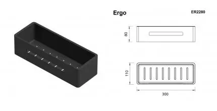 Полка в ванну «Whitecross» Ergo ER2280BL на стену чёрная матовая